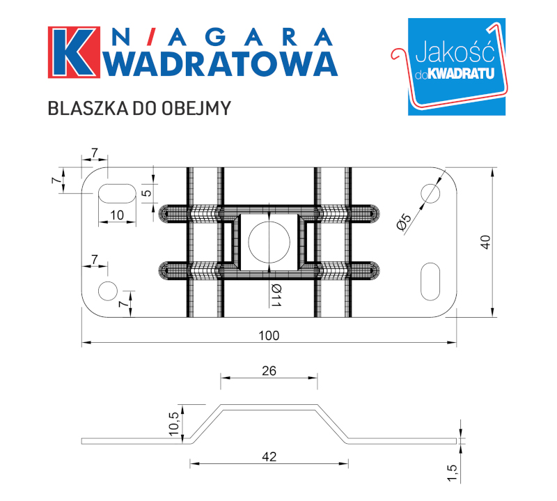 widok projektowy blaszki do obejmy