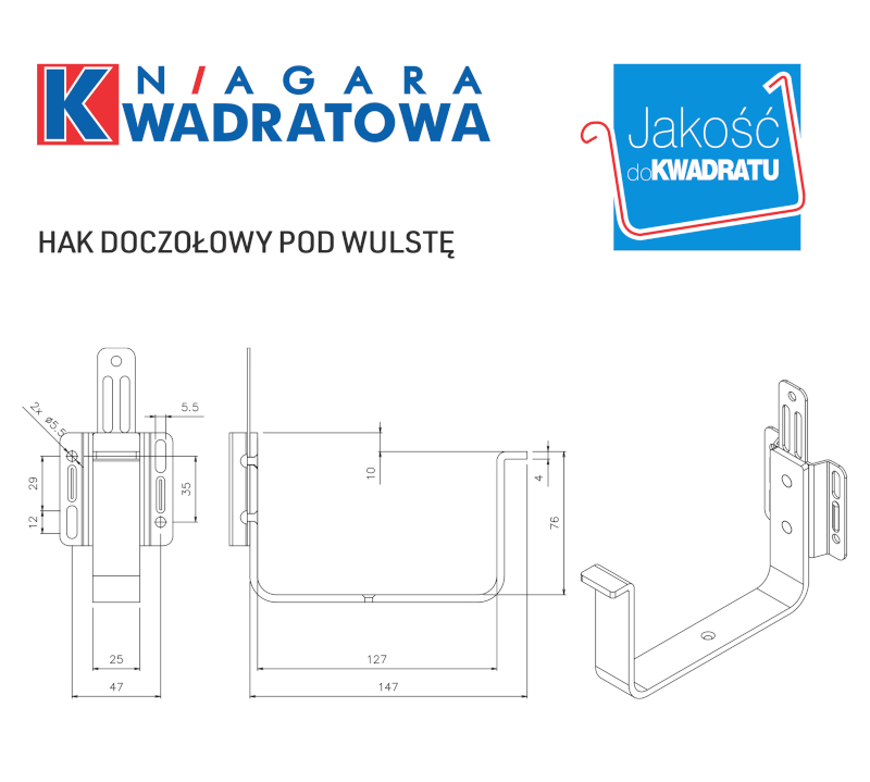 widok projektu haku doczołowego pod wulstę