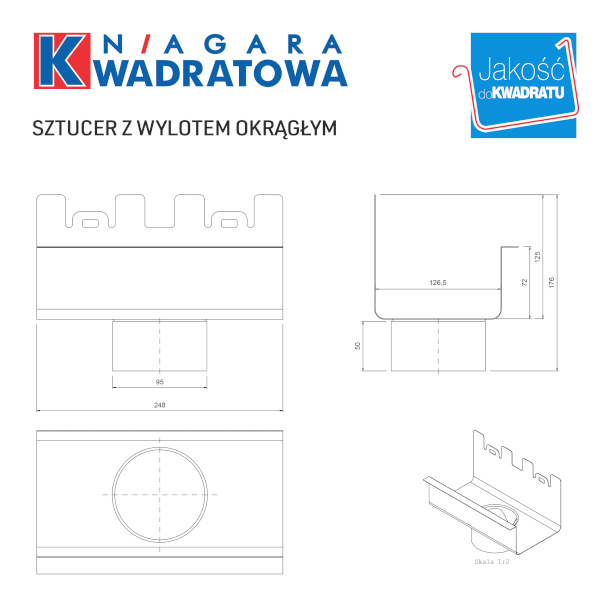 widok projektowy stucera z wylotem